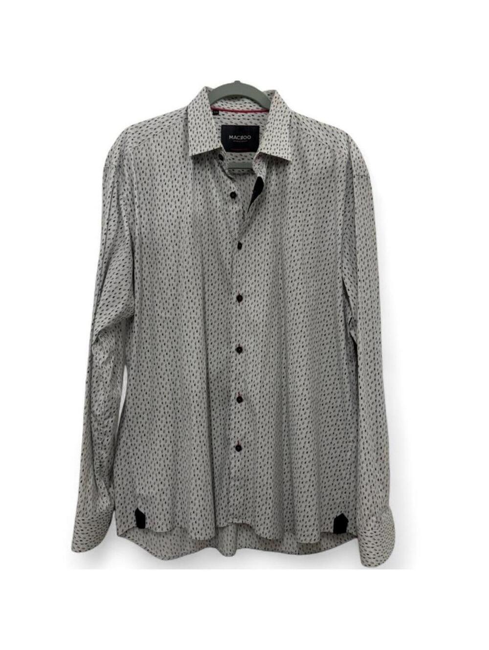 Maceoo Men's Grey and White Shirt